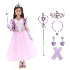 Sincere Party Girls' Princess Rapunzel Inspired Costume with Accessories, 3-4 Years