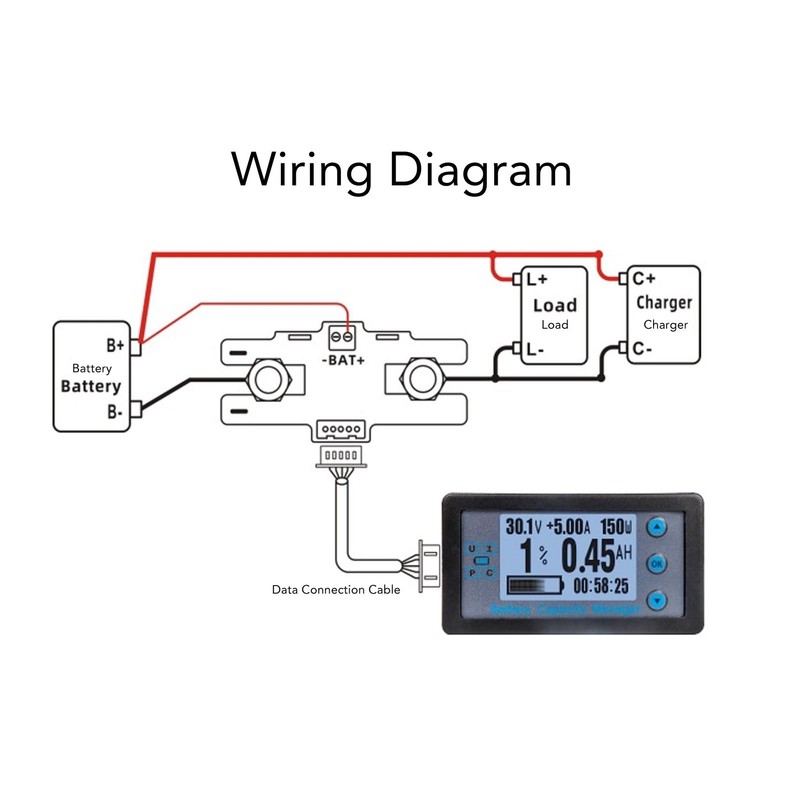 Battery Capacity Manager 200A Monitor LCD Digital Display Battery Coulometer