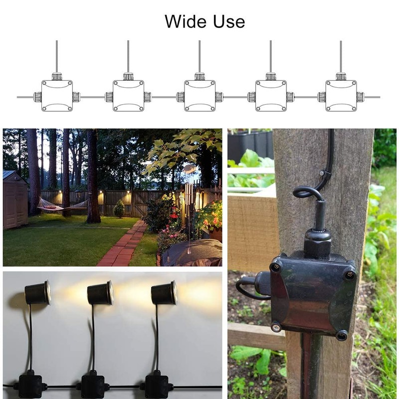 Waterproof Junction Box, IP68, 3-Way Outdoor Cable Connectors,Outdoor/External Electrical Light