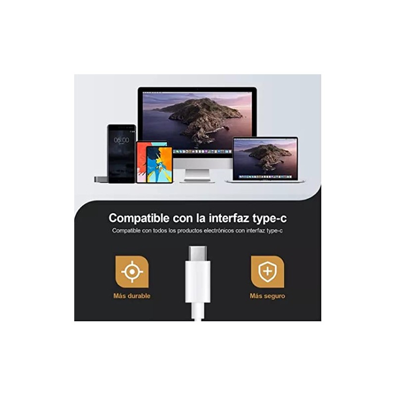 Tech Uino Auriculares USB C de 1.2m con Micrófono, Compatibles