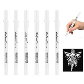 Jeeshvan 6 branch white Gel Pen 0.8mm Fine Point Gel Pen Gel Roller Pen Black Paper White Ball Rolling, Drawing, Painting, Illustration, Notes (Random Color)