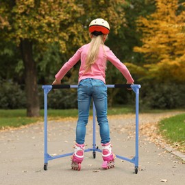 GanFindX Folding Skater Aid for Kids Roller Skating, 36in Height Roller Skate Trainer for Kids Toddler Training Walker, Blue