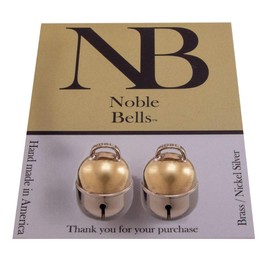 Noble Bells pet bells, pair of two brass and nickel silver size small bells.