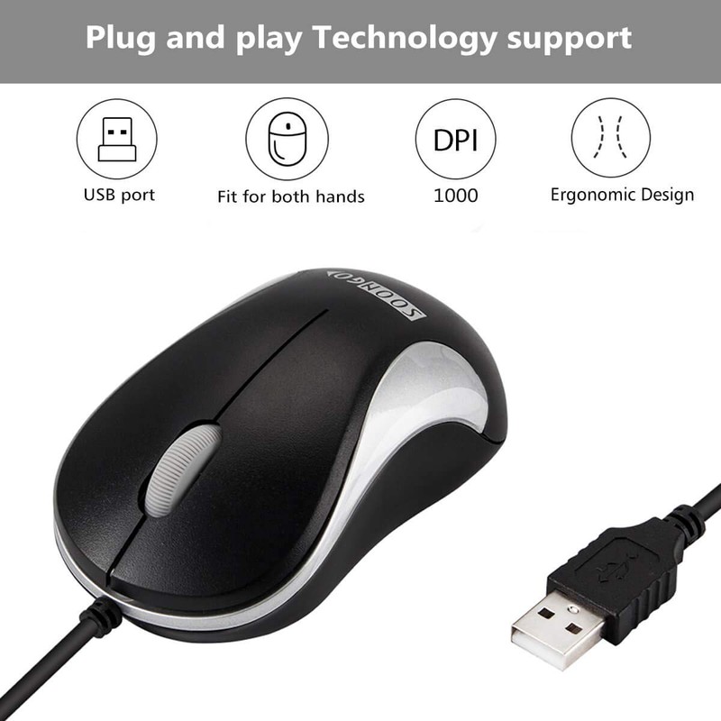 Computer Mini USB Wired Optical Mouse Portable for Laptop, Notebook,