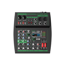 Doslnlya MW-4 Professional Audio Mixer - 4 Channel Portable Sound Mixer with USB, Bluetooth, MP3 Playback, Built-in 99 Sound Effects for Music Making, Recording, Karaoke, Live, DJ