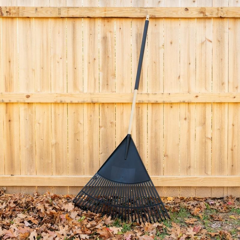 Wood and Poly Leaf Rake 30-Inch - Versatile Tool for