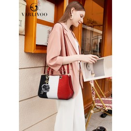 VARLIVOO Women Handbag Shoulder Bag for Ladies Female Messenger Bag for Work Top-Handle Bag Crocodile Pattern Waterproof PU Leather Red A