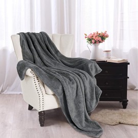 Exclusivo Mezcla Fleece Throw Blanket Extra Large, Super Soft and Warm Blankets for Couch, Sofa and Bed Waffle Textured, Cozy, Fuzzy and Lightweight (Dark Grey, 50x70 Inches)
