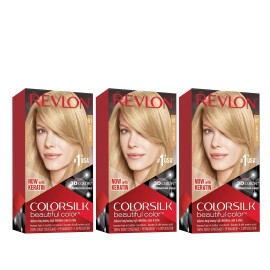 Revlon Color Silk Beautiful Hair Dye 81 Light Blonde 3 Count Permanent Kit