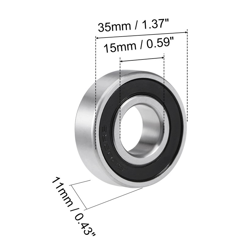 sourcing map 2 Pcs 6202-2RS Deep Groove Ball Bearing 15x35x11mm