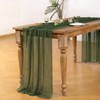 DeZerlor Olive Green Cheesecloth Table Runner 4 Pack Fall Thanksgiving