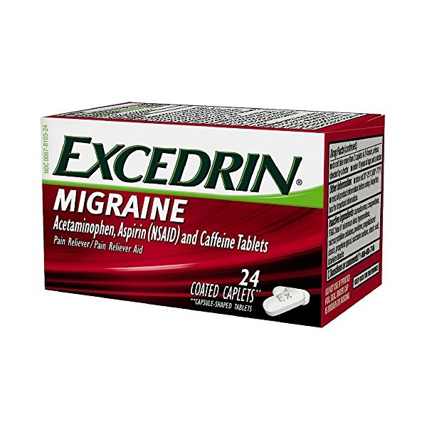 Excedrin Migraine Pain Reliever Caplets 24 ea (Pack of 3)