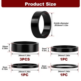 Quwem 6 PCS Headset Spacers 1 1/8" Aluminium Alloy For Bikes, 28.6mm MTB Road Bicycle Stem Headset Spacer Kit 2mm/3mm/5mm/3x10mm Black Lightweight Compatible with MTB BMX Road Bike