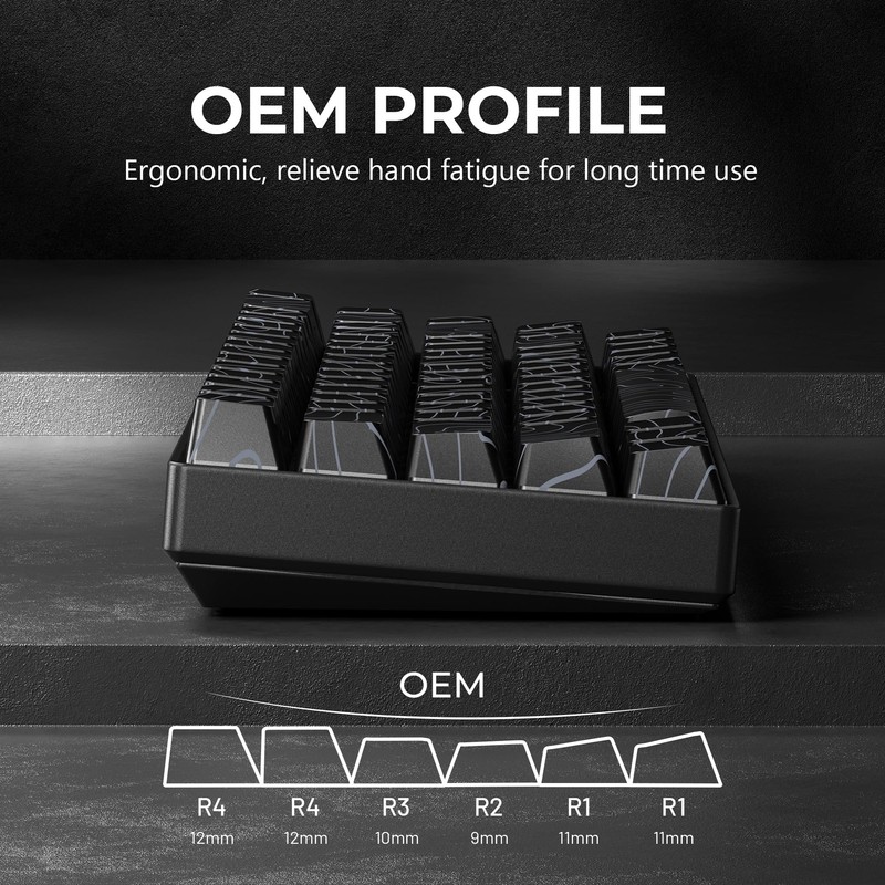 XVX Topographic PBT Keycaps, Shine Through Key caps, Double Shot