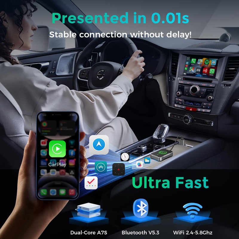 CILIENG Wireless CarPlay Adapter, Superschnelle Upgrade von Wired CarPlay auf