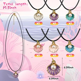 HSLCGF 12 Pack Mermaid Shell Necklace Summer Pink Shell Mermaid Party Gift Decor for Princess Under The Sea Birthday Themed Party Little Girls Gift Bag School Rewards(12)
