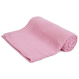 Bellochi Baby Blanket for Girls and Boys, 100% Bamboo, Cuddly Blanket, Children's First Blanket, Knitted Blanket, for Summer, Super Soft, Breathable, 100 x 80 cm, Pink (Pink)