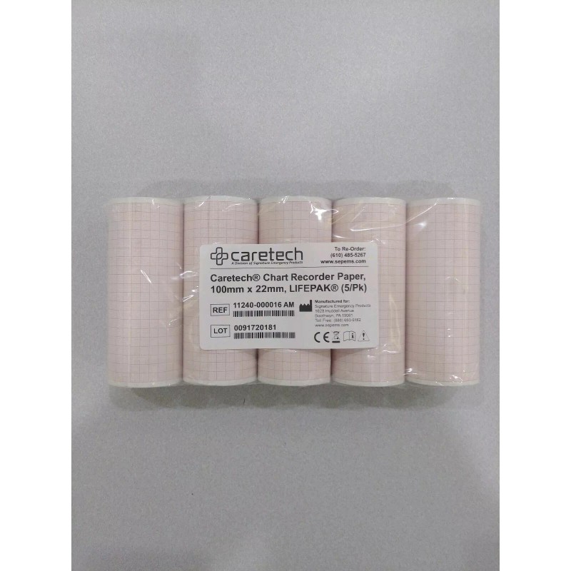 PHYSIO-CONTROL 100mm PRINTER PAPER 5 ROLLS GRIDDED LIFEPAK 11, 12