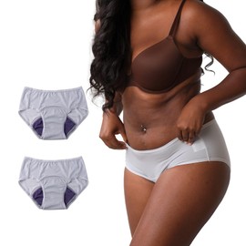 Go&Move Daily Hyper Mid-Waist Hipster Period Underwear offers breathable comfort and leakproof design, confident wear. (US, Alpha, Medium, Regular, Regular, Grey)