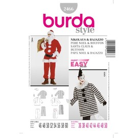 Burda 2466 Sewing Pattern Costume Carnival Santa Claus Bajazzo (Men, Size 46-60) Level 1 Super Easy