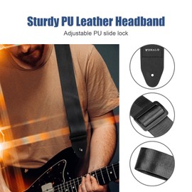 VOHALO Guitar Strap, Adjustable Nylon Strap for Acoustic Bass Electric Guitar, Guitar Accessories, Ideal Gift for Beginners (Black)