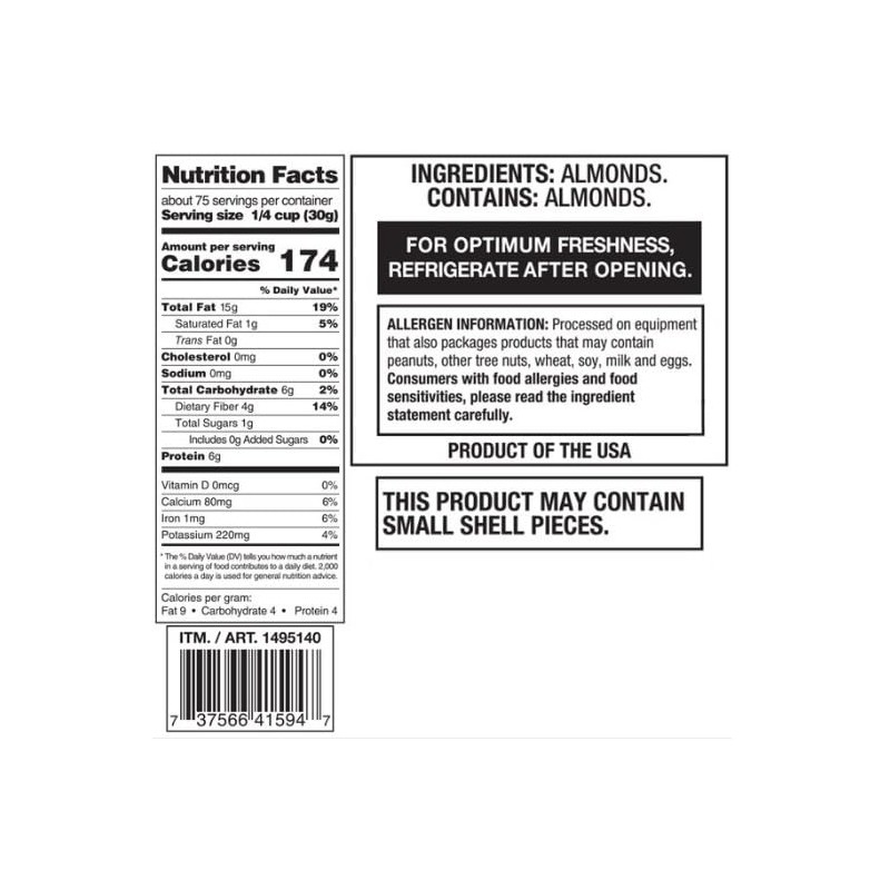 Whole Raw Almonds - 5lb Bulk Bag - Fresh &