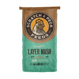 Scratch and Peck Feeds Whole Grain Layer Mash Chicken and Duck Feed - 25 lbs Bag - Corn-Free and Soy-Free - 16% Protein, Certified Organic and Non-GMO Project Verified Chicken Food