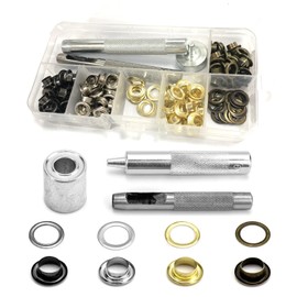 Grommet Tool Kit - 120 Pcs Grommets Eyelets Pliers Set, 6mm Metal Washers Setting with Punch for Tarpaulin Leather Fabric Curtain Pool Cover