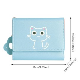 Eterspr Women's Purses, Women's Cartoon Cat Purse, Portable Purse Women's with Key Ring, Coin Bag for Travel, Gifts for Girlfriends (Blue), Blue, Contemporary