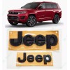 Grand Cherokee 2PC Gloss Black Front Rear Jeep Emblems Badge