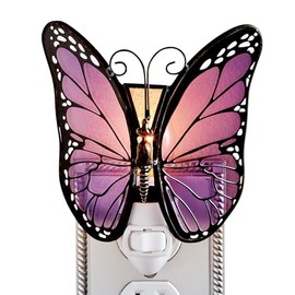 Collections Etc Purple Butterfly Stained Glass Design Night Light