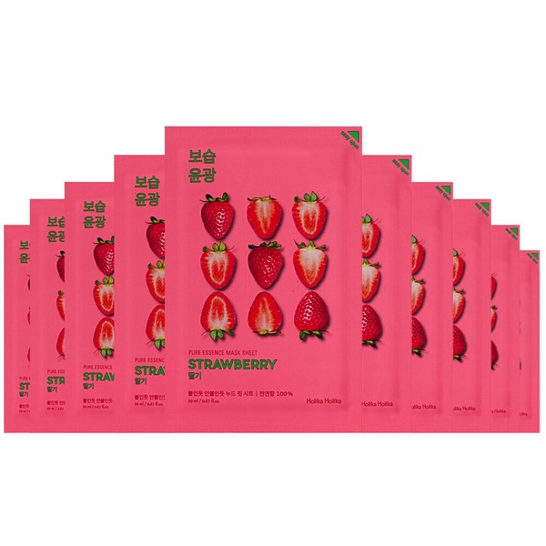Holika Holika Pure Essence Strawberry Mask Sheets 10pcs x 0.67fl.oz [US Seller]