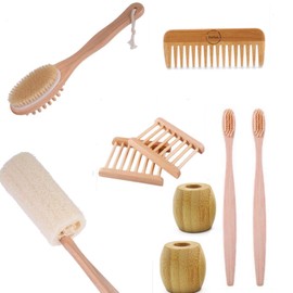 BeNat. Zero-Waste Bathroom Essential Accessories. 9-PCS. Eco-Friendly. Biodegradable. Made of bamboo.