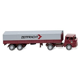 Wiking 051407 H0 Henschel Flatbed Semi-Trailer Time-Cargo Bordeaux Red Grey Tarpaulin Gauge HO 1:87