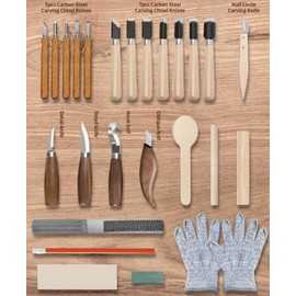 CADEAGO Wood Carving Tools, Complete Wood Carving Kit with Whittling Knives, Quality Blades, Ergonomic Handles, Compact Organizer, Protective Sheath, Wooden Blocks, Safe & Durable