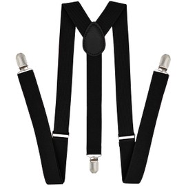 trilece Black Suspenders for Men - Adjustable Y Back Style Suspenders with Heavy Duty Strong Clips (Black, 1)