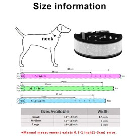 Serijoars Dazzling Sparkling Reflective Rhinestone Dog Collar, Crystal Diamond Collar for Small, Medium & Large Dogs (L, Black)