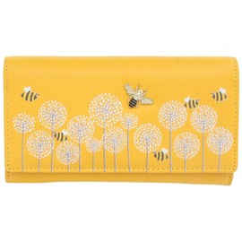 Mala Leather Moonflower Collection Leather Flap Over Purse RFID Blocking 3553_56 Yellow