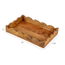 Creative Co-Op Mango Wood Scalloped Tray, Natural