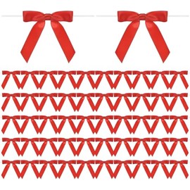 50 Piezas Lazos Prefabricados para Regalos, Lazos Giratorios de Tela Rosa, Decoración para Bodas, Navidad, Fiestas, Manualidades, Bolsas de Regalo, Dulces y Pasteles (Rojo)