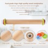 Yasashii Wood Rolling Pin With 4 Adjustable Thickness Rings, Non-stick