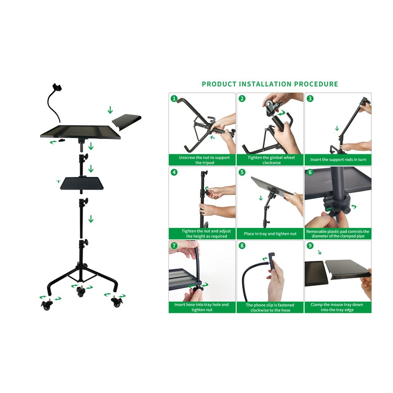 Asltoy Projector Tripod Stand with Wheels Adjustable Height Laptop Tripod