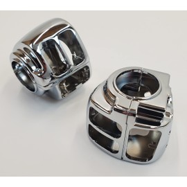 Chrome Plated Switch Housing Covers w/Mounting Hardware & Thumb Screw Throttle Lock for 1996-2006 Harley Softail, Dyna, Electra Glide, Road Glide, Road King, V-Rod & Sportster (Except Radio Controls)