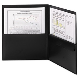 Smead Poly Two-Pocket Folder with Security Pocket, Letter Size, Black, 5 per Pack (87700)