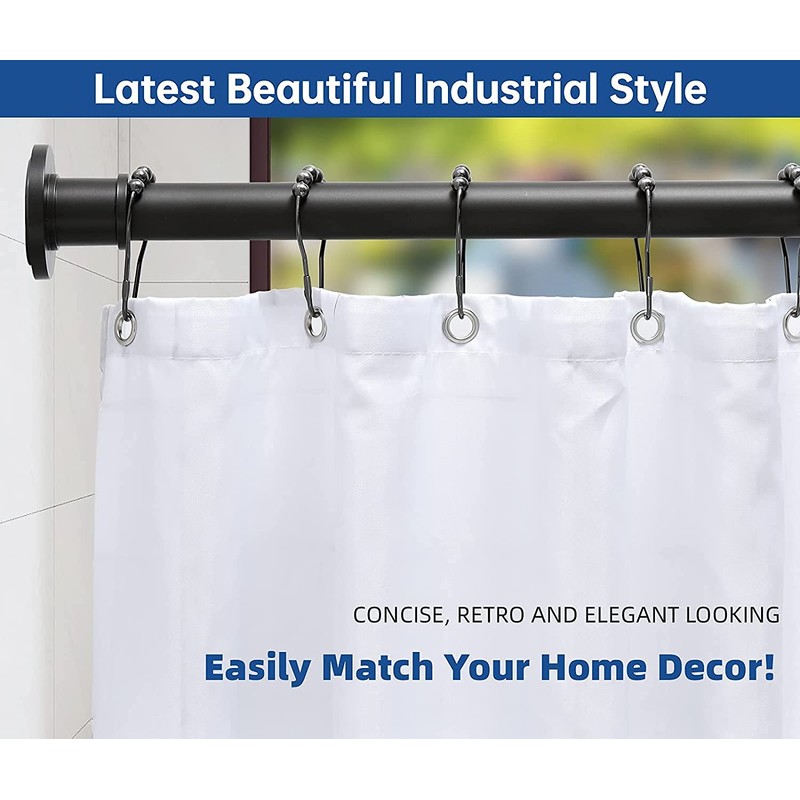 BRIOFOX Industrial Shower Curtain Rod - Never Rust Non-Slip 27-43