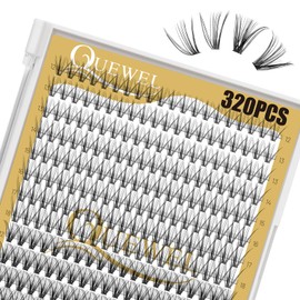 QUEWEL Lash Clusters 320Pcs Cluster Lashes 20D+30D C Curl Lash Cluster Eyelash Extensions Mix12-18mm Individual Eyelashes Clusters Wispy Lash Clusters Thin Band Soft to Use at Home(20D+30D C Mix12-18)
