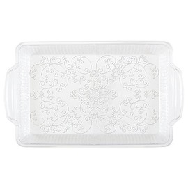 Elegant Clear Plastic Serving Tray - 12", x 8", (1 Pc.) - Premium Quality, Durable & Unique Design - Ideal for Entertaining, Parties, Catering & Display