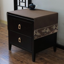 LAVSHOME Embroidered Nightstand Cover Cloth.Anti-Slip End Table Cover Cloth,Square Nightstand Dust Cover and Small Coffee Table Cover Cloth for Living Room(Coffee,35.4" L x 15.7" W)