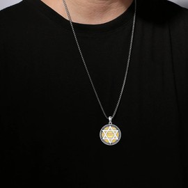 Lattd Star of David Pendant Necklace 925 Sterling Silver Jewish Jewelry Gift for Men Women Silver Gold Black (01-Star of David & Yahweh 01)