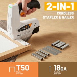 BATAVIA Electric Staple Gun, 2-in-1 Cordless T50 Stapler & Brad Nailer with 2000PCS Staples and Nails, 2000mAh Battery Powered, 4V Electric Stapler for Upholstery, Wood, DIY, Home Improvement